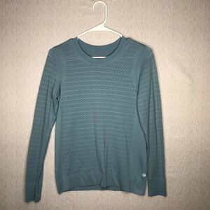 Lululemon Women’s Breeze By Long Sleeve *Squad Top Mesh Blue Seamless Run Jog